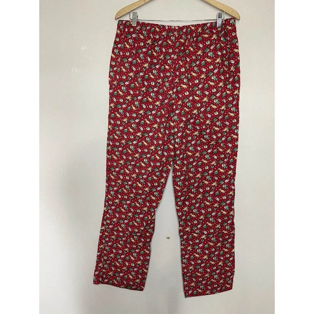 Vineyard Vines Adult Large Red Fleece Sleep Pants Holiday Christmas Whales
